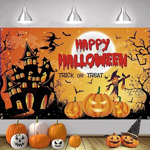 AOLOA Happy Halloween Banner, Extra Große Halloween Banner, Schwarz Orange Happy Halloween Dekoration, Drinnen Draußen Deko Halloween Photo Booth Banner Zeichen für Halloween Home Decor Supplies AOLOA Happy Halloween Banner, Extra Große Halloween Banner, Schwarz Orange Happy Halloween Dekoration, Drinnen Draußen Deko Halloween Photo Booth Banner Zeichen für Halloween Home Decor Supplies von AOLOA
