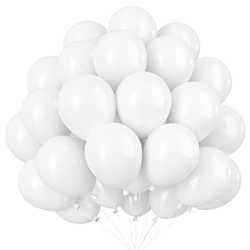 Luftballons Weiß - 100 Stück 10 Zoll Mini Weiß Geburtstag Ballon Set, Klein Latex Helium Luftballon für Hochzeit, Babyparty, Brautdusche, Partydekorationen von AOLOA