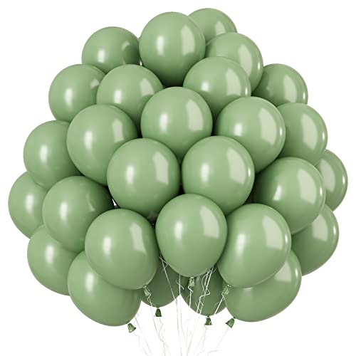 Luftballons Sage Grün - 100 Stück 5 Zoll Retro Grün Latex Ballons Mini Grün Helium Luftballon Partyballon für Babyparty, Geburtstag, Dschungel Party Safari Dekoration von AOLOA