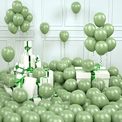Luftballons Sage Grün - 35 Stück 5 Zoll Retro Grün Latex Ballons Mini Grün Helium Luftballon Partyballon für Babyparty, Geburtstag, Dschungel Party Safari Dekoration von AOLOA