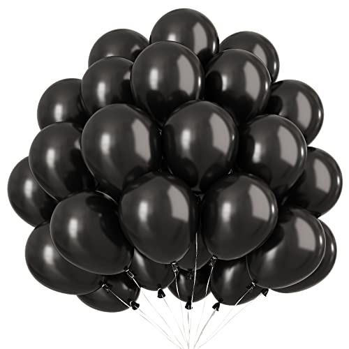 Schwarz Luftballons - 100 Stück 10 Zoll Schwarz Geburtstag Ballons Set, Helium Luftballon für Geburtstag, Hochzeit, Babyparty, Abschluss Party Dekoration von AOLOA