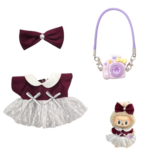 AOMAIGAD Kleidung für Labub Puppe, Labubu Plüsch Puppenkleidung, niedliche Labubu-Spielzeugkleidung, Labubu Puppenzubehör, Labubu Kleidung für 17 cm große Labubu Puppe (F-ohne Plüschspielzeug) von AOMAIGAD