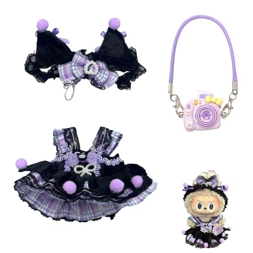 AOMAIGAD Kleidung für Labub Puppe, Labubu Plüsch Puppenkleidung, niedliche Labubu-Spielzeugkleidung, Labubu Puppenzubehör, Labubu Kleidung für 17 cm große Labubu Puppe (G-ohne Plüschspielzeug) von AOMAIGAD