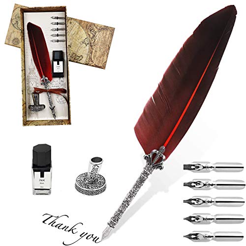AOMAYLL Federstift, Vintage Dip Pen, englischer Kalligraphiestift-Füllfederhalter Schreibmappe mit 5 Federn und schwarzer Tinte, Perfekt für Kalligraphie Anfänger AOMAYLL Federstift, Vintage Dip Pen, englischer Kalligraphiestift-Füllfederhalter Schreibmappe mit 5 Federn und schwarzer Tinte, Perfekt für Kalligraphie Anfänger von AOMAYLL