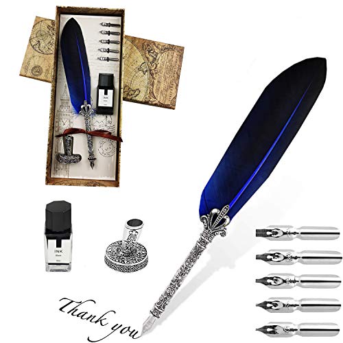 AOMAYLL Federstift, Vintage Dip Pen, englischer Kalligraphiestift-Füllfederhalter Schreibmappe mit 5 Federn und schwarzer Tinte, Perfekt für Kalligraphie Anfänger AOMAYLL Federstift, Vintage Dip Pen, englischer Kalligraphiestift-Füllfederhalter Schreibmappe mit 5 Federn und schwarzer Tinte, Perfekt für Kalligraphie Anfänger von AOMAYLL
