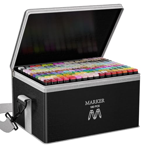 AOMEES Filzstifte 180+4 Farben Marker, Alkohol Permanenter Marker Set,Graffiti Stifte Fettige Marker Schnell Trocknende, Twin Tip Marker Stifte Set für Manga, Malerei, Zeichnung von AOMEES