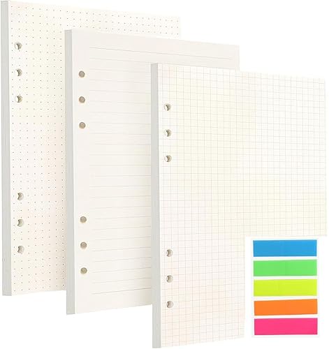 AOMiGT 135 Blätter A5 Kariert Nachfüllpapier, 6 Löcher Ringbuch, Weiß von AOMiGT