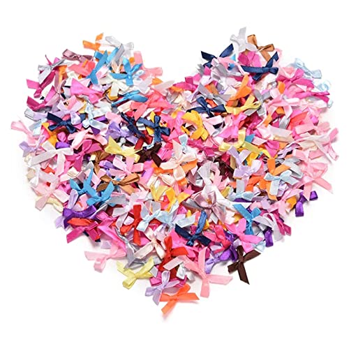 AOMiGT Bunte Schleife, 100 Stück Deko Schleifen zum Nähen, Mini Satinband, Doppelseitige Farbe Bogen, Klein Satin Band für DIY Handwerk Hochzeit Dekoration von AOMiGT