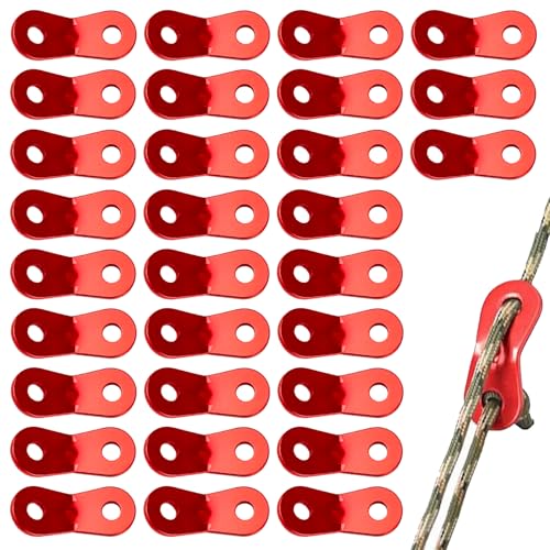 Zeltspanner, Aluminiumlegierung Zeltschnur Spanner, 30 Stück Wind Seil Schnalle, luminiumlegierung Zeltspanner, Rot Zeltleinen Spannern für Zelt, Outdoor, Wandern, Camping, Picknick Seilspanner von AOMiGT