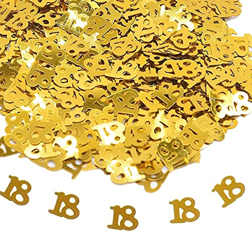 1000 Stück Konfetti 18.Geburtstag Deko Gold,Deko 18 Geburtstag Mann Frau,Zahlenkonfetti Tischdeko Streudeko,Streudeko für Geburtstagsfeier, Motto-Party,Streudeko 18.Glitter Geburtstags-Deko von AONAT
