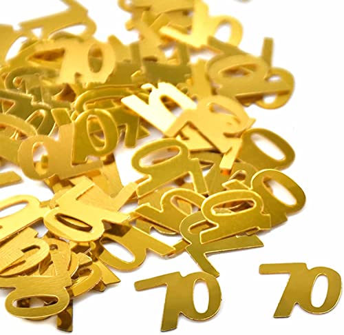 1000pcs Geburtstag Konfetti Geburtstags Zahlen-Konfetti Gold, Zahl 70, edle Tisch-Konfetti, 70.Tisch-Deko, Glitter, Geburtstags-Deko, Streudeko für Geburtstagsfeier, Motto-Party, Dekoration von AONAT