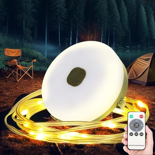 10M Camping Lichterkette Aufrollbar und Wasserdicht mit 8 Beleuchtungsmodi, USB Tragbare Wiederaufladbare LED Lichterkette, Vielseitige Campinglampe für Zelt Camping Hof Dekoration von AONAT