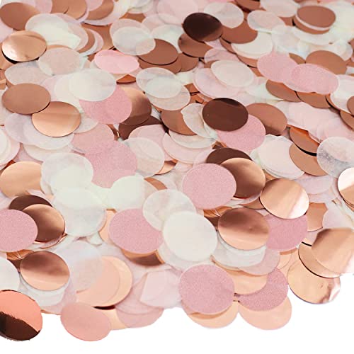 Papier Konfetti Hochzeitskonfetti, 2,5cm Punkte, Herzen Konfetti Gold Rosa Konfetti Tissue Tisch Konfetti für Hochzeit, Valentinstag, Geburtstag, Feiertagsp Baby-shower, Ballondekoration (60g) von AONAT