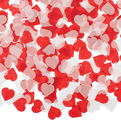 6000 Stück Konfetti Hochzeit, 2,5cm Konfetti Herzen Papier Rot Weiß Rosa Herzkonfetti Tisch Dek für Luftballons Korationen, Valentinstag, Tischdeko Geburtstag, Babydusche, Party von AONAT