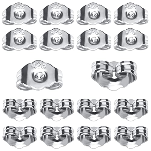 AONAT 10 Paar Ohrringheber Ohrring Verschlüsse, 925 Sterling Silber Ohrring Stopper Ohrstecker Schmetterling Verschluss Ohrstopper Standardgröße Loch 0.7mm für Schmuckherstellung -Allergien vorbeugen von AONAT