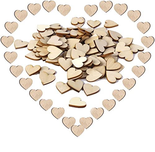AONAT 100 Stück Holzherzen zum Basteln und Dekorieren, naturfarben 15mm Klein Holzherzen, Mini Wooden Hearts, Ideal als Hochzeits-Deko, Tischdeko, Streudeko von AONAT