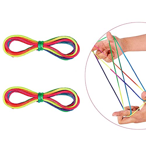 AONAT 2 Stück Fadenspiel , Finger Twist Fadenspiel, Flexibles für Kinder, Rainbow Rope, für Jungen und Mädchen ab 5 Jahre, Länge 78 cm,ideal als kleines Geschenk aus Nylon von AONAT