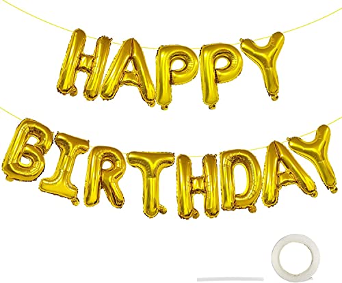 AONA Luftballons Happy Birthday Ballon Premium Geburtstagsdeko Girlande, 16 Inch Luftballon Geburtstagsgirlande, Gold Birthday Deko, Folienballons für Geburtstagsfeier von AONAT