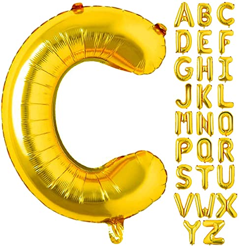 AONAT Gold Luftballons Alphabet 16 Zoll, Folienballon Buchstaben Luftballon Große Mylar Folie Helium Brief Luftballons Geburtstag Hochzeit Babyparty Silvester Dekoration (Buchstabe C) von AONAT