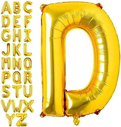 AONAT Gold Luftballons Alphabet 16 Zoll, Folienballon Buchstaben Luftballon Große Mylar Folie Helium Brief Luftballons Geburtstag Hochzeit Babyparty Silvester Dekoration (Buchstabe D) von AONAT