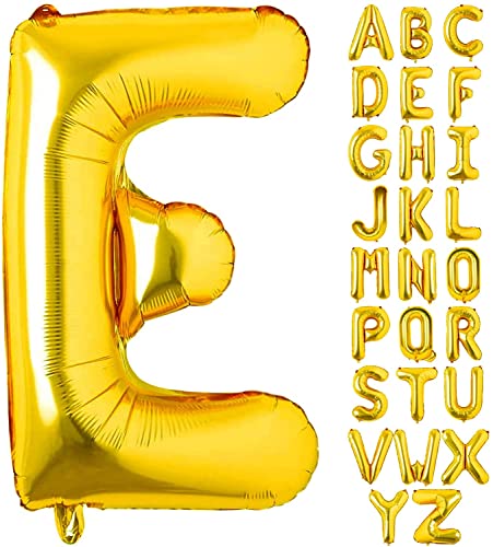 AONAT Gold Luftballons Alphabet 16 Zoll, Folienballon Buchstaben Luftballon Große Mylar Folie Helium Brief Luftballons Geburtstag Hochzeit Babyparty Silvester Dekoration (Buchstabe E) von AONAT