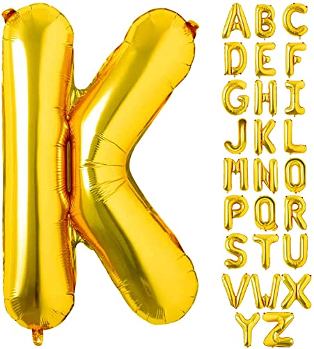 AONAT Gold Luftballons Alphabet 16 Zoll, Folienballon Buchstaben Luftballon Große Mylar Folie Helium Brief Luftballons Geburtstag Hochzeit Babyparty Silvester Dekoration (Buchstabe K) von AONAT