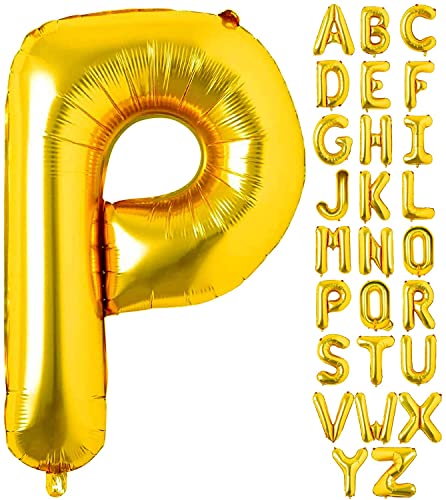 AONAT Gold Luftballons Alphabet 16 Zoll, Folienballon Buchstaben Luftballon Große Mylar Folie Helium Brief Luftballons Geburtstag Hochzeit Babyparty Silvester Dekoration (Buchstabe P) von AONAT