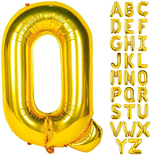 AONAT Gold Luftballons Alphabet 16 Zoll, Folienballon Buchstaben Luftballon Große Mylar Folie Helium Brief Luftballons Geburtstag Hochzeit Babyparty Silvester Dekoration (Buchstabe Q) von AONAT