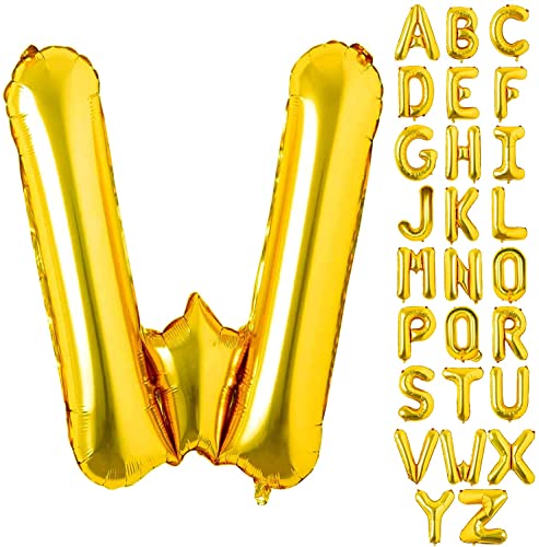 AONAT Gold Luftballons Alphabet 16 Zoll, Folienballon Buchstaben Luftballon Große Mylar Folie Helium Brief Luftballons Geburtstag Hochzeit Babyparty Silvester Dekoration (Buchstabe W) von AONAT