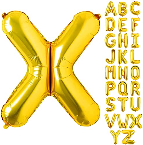 AONAT Gold Luftballons Alphabet 16 Zoll, Folienballon Buchstaben Luftballon Große Mylar Folie Helium Brief Luftballons Geburtstag Hochzeit Babyparty Silvester Dekoration (Buchstabe X) von AONAT