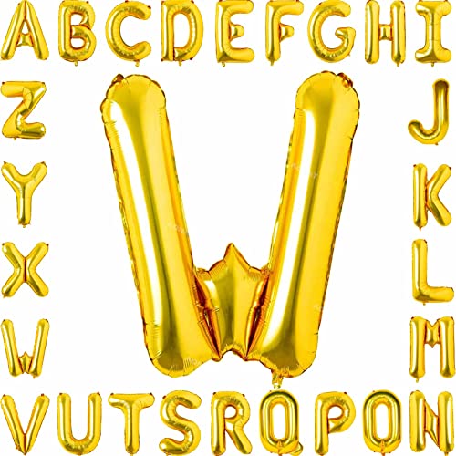 Folienballon Buchstaben 40Zoll Luftballon Gold Luftballons Alphabet Große Mylar Folie Helium Brief Luftballons Geburtstag Hochzeit Babyparty Silvester Dekoration Jubiläumsdekorationen (Buchstabe W) von AONAT