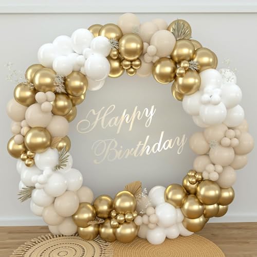 Luftballon Girlande Beige Weiß Gold, 185 Stück Weißsand Gold Ballon Girlande mit Nude Ballons für Boho Hochzeit, Geburtstag Party Dekoration, Babyparty, Baby Shower, Geburtstagsdeko Luftballon Girlande Beige Weiß Gold, 185 Stück Weißsand Gold Ballon Girlande mit Nude Ballons für Boho Hochzeit, Geburtstag Party Dekoration, Babyparty, Baby Shower, Geburtstagsdeko von AONAT