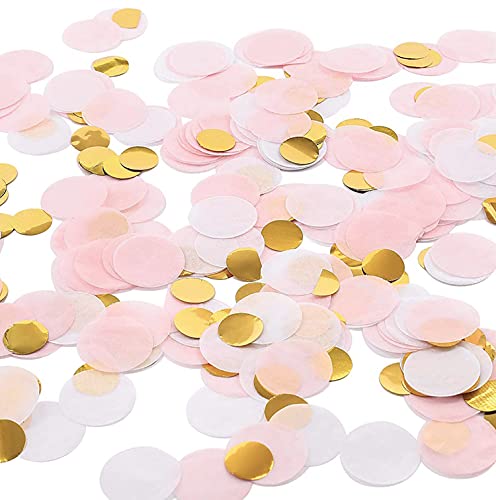 Papier Konfetti Hochzeitskonfetti, 1cm Punkte, Gold Rosa Konfetti Tissue Tisch Konfetti für Hochzeit, Valentinstag, Geburtstag, Feiertagsp Baby-shower, Ballondekoration (50g 1cm) von AONAT