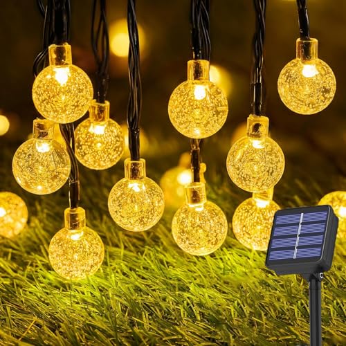 Solar Lichterkette Aussen 5M 50 LED,IP65 Wasserdicht Kugel Lichterkette Außen Solar mit 8 Modi,Warmweiß Gartenlichter für Balkon,Terrasse,Hochzeit, Weihnachten von AONAT