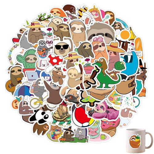 100 Stück Faultier Aufkleber,Faultier Aufkleber Süße Cartoon Tier Aufkleber Wasserdicht,Sloth Geschenk,Vinyl-Aufkleber Zum Dekorieren Von Laptops,Skateboard,Geschenke,Diy Dekoration Sammelalbum Gepäck von AONAYO