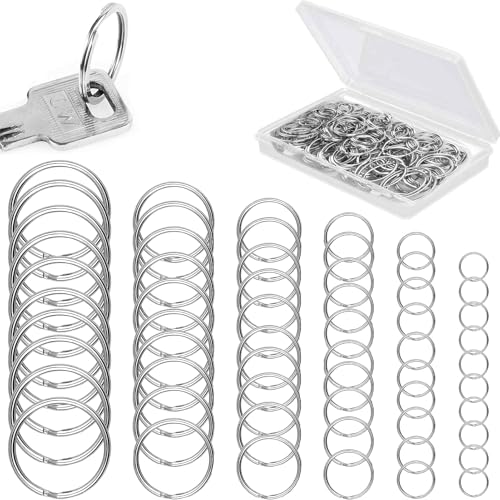 120 Stück Schlüsselringe,Schlüsselanhänger Ringe,Schlüsselringe Edelstahl(12MM,15MM,20MM,25MM,28MM,30MM),Schlüssel Ring,Keyring Für Auto,Haus,Schlüssel Zubehör,Ornamente Und DIY-Kunst von AONAYO