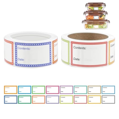 2 Rolle 1000 Stück Gefrieretiketten,Gefrieretiketten Zum Beschriften,Aufkleber Zum Beschriften,Klebeetiketten Zum Beschriften,Etiketten Selbstklebend Für Haushalt,Küche,Gläser,Marmeladen Etiketten von AONAYO
