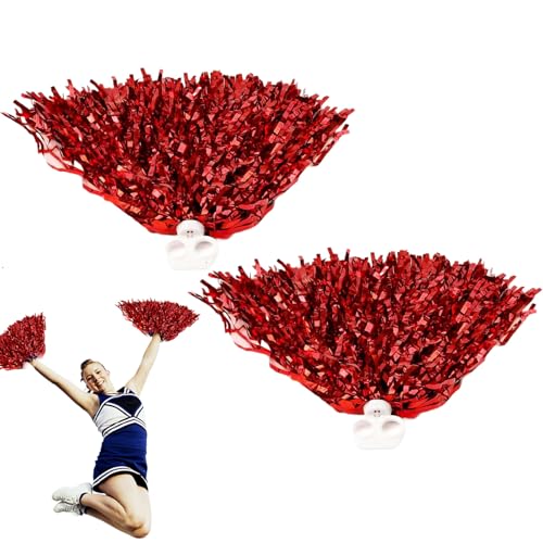 2 Stück Cheerleader Pompons,Pompons Cheerleader,Pompoms Cheerleading,Cheerleader Pom Poms,Metallfolie Cheerleader Pom Poms Rot,Für Sport Cheers, Tanz Abendkleid Nachtparty,Sportveranstaltungen 2 Stück Cheerleader Pompons,Pompons Cheerleader,Pompoms Cheerleading,Cheerleader Pom Poms,Metallfolie Cheerleader Pom Poms Rot,Für Sport Cheers, Tanz Abendkleid Nachtparty,Sportveranstaltungen von AONAYO
