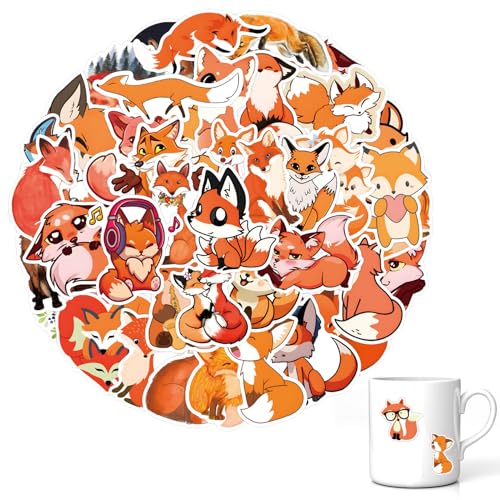 60 Stück Fox Aufkleber,Fuchs Sticker,Sticker Waldtiere,Füchse Aufkleber Für Laptop,Füchse Aufkleber Pack,Fox Stickers Wasserdicht Vinyl Aufkleber Für Scrapbook,Skateboard,Auto,Gepäck von AONAYO