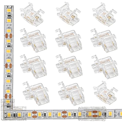 AONAYO 12 Stück COB Led Eckverbinder,Led Streifen Verbinder,Led Streifen Eckverbinder,2 Pin 8mm Streifen Eckverbinder,L-Form Und T-Form,Kabelverbinder Für Spaltfreies Löten Strip Eckverbindung von AONAYO