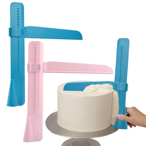 AONAYO 2pcs Fondant Glätter,Backzubehör Für Torten,Kuchen Zubehör,Tortenglätter,Kuchen Schaber Zum Auftragen Von Zuckerguss Auf Kuchen,Einstellbare DIY Modellierwerkzeug,Für Zuckerguss Auf Kuchen von AONAYO