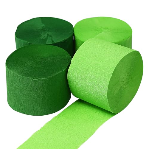 AOODOOM Krepppapier-Luftschlangen 4 Rollen 100 m, hellgrün und tiefgrün, Packung mit Party-Luftschlangen für Geburtstagsdekorationen, Partydekorationen, Hochzeitsdekorationen von AOODOOM