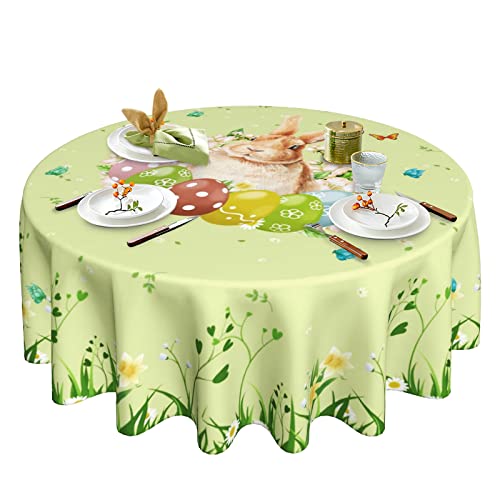 AOOEDM Ostertischdecke, rund, 152,4 cm, Hasentuch, Ostertischdecke, waschbar, Polyester, Ostereier, Tischplatte, rund für Küche, Party, Picknick, Esszimmer, Dekoration AOOEDM Ostertischdecke, rund, 152,4 cm, Hasentuch, Ostertischdecke, waschbar, Polyester, Ostereier, Tischplatte, rund für Küche, Party, Picknick, Esszimmer, Dekoration von AOOEDM