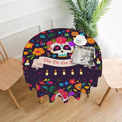 Dia De Los Muertos Totenkopf-Tischdecke, rund, Küche, Picknick, waschbar, Tischdecke für Essen, Geburtstag, Party, Tischdecken, wiederverwendbar, Dekoration, Garten, Tischdecke, 152,4 cm Dia De Los Muertos Totenkopf-Tischdecke, rund, Küche, Picknick, waschbar, Tischdecke für Essen, Geburtstag, Party, Tischdecken, wiederverwendbar, Dekoration, Garten, Tischdecke, 152,4 cm von AOOEDM