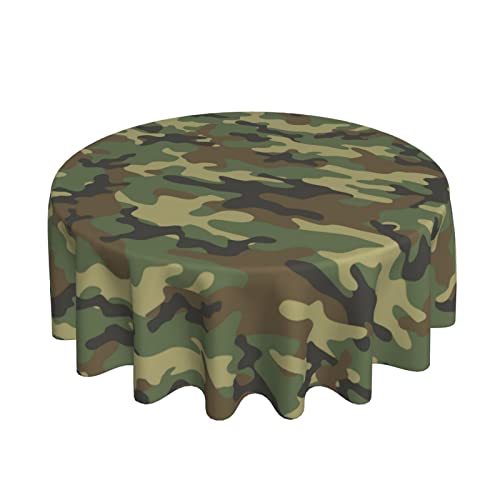 Military Camouflage Tischdecke, rund, 60 Zoll, Green Camo Army, runde Tischdecke, Polyester, waschbar, knitterfrei, Tischdecke, Tischdecke für Küche, Esszimmer, Picknick, Terrasse, Party Military Camouflage Tischdecke, rund, 60 Zoll, Green Camo Army, runde Tischdecke, Polyester, waschbar, knitterfrei, Tischdecke, Tischdecke für Küche, Esszimmer, Picknick, Terrasse, Party von AOOEDM