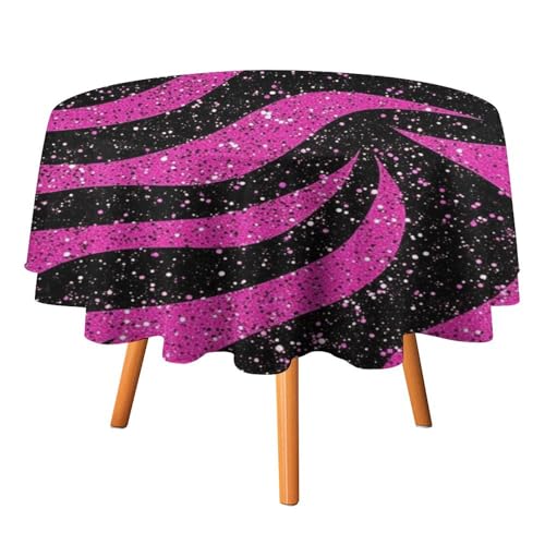 Moderne glitzernde Tischdecken mit Leopardenmuster, rund, 91,4 cm, Aquarell-High-Heels-Make-up-Design, rosa Thema, Tischdecke mit Leopardenmuster, waschbare Tischdecke von AOOEDM