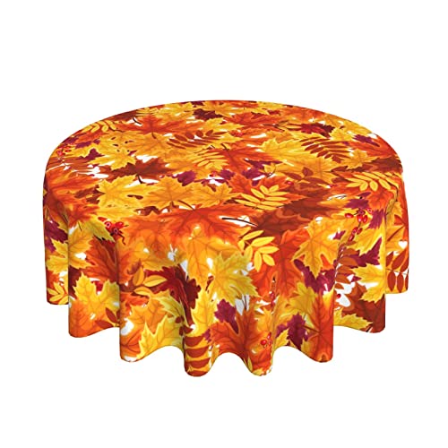 Runde Herbst-Tischdecke, 152,4 cm, Herbst, Orange, Gelb, Ahornblatt-Druck, dekorative Tischdecke mit staubdichtem, knitterfreiem Dekor für Zuhause, Küche, Esszimmer, Terrasse Runde Herbst-Tischdecke, 152,4 cm, Herbst, Orange, Gelb, Ahornblatt-Druck, dekorative Tischdecke mit staubdichtem, knitterfreiem Dekor für Zuhause, Küche, Esszimmer, Terrasse von AOOEDM