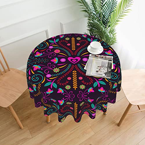Runde Tischdecke mit mexikanischen Blumen für Küche, Picknick, waschbare Tischdecke für Esszimmer, Geburtstagsfeier, Tischdecken, wiederverwendbar, Dekoration, Garten, Tischdecke, 152,4 cm Runde Tischdecke mit mexikanischen Blumen für Küche, Picknick, waschbare Tischdecke für Esszimmer, Geburtstagsfeier, Tischdecken, wiederverwendbar, Dekoration, Garten, Tischdecke, 152,4 cm von AOOEDM