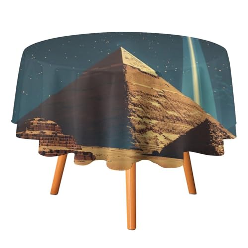 Rustikale Tischdecken im Stil der ägyptischen Pyramide der 70er Jahre, rund, 91,4 cm, Retro-Ästhetik, antike Architektur, ethnische Stämme, exotische Tischdecken, waschbare Tischdecke von AOOEDM
