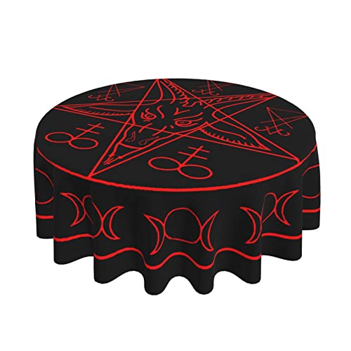 Satanische Wicca-Symbole, runde Tischdecke, 152,4 cm, runde Tischdecke und Tischdekoration, wasserdichte Tischdecken für Esstisch, Buffetpartys und Camping von AOOEDM
